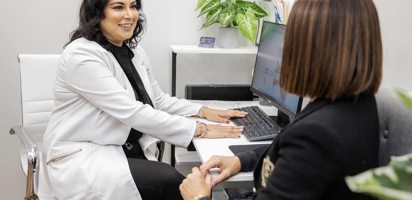 Khyati during a hormone replacement therapy consultation with a patient